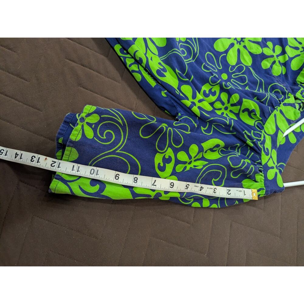 VINTAGE VIBRANT blue & green 1960s/70s handmade mumu house dress size approx L - Picture 5 of 7